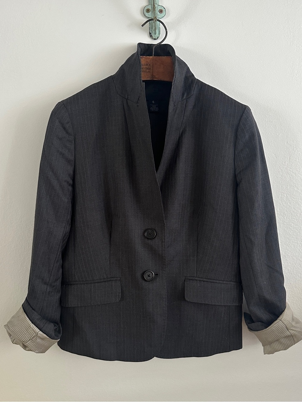 J. Crew Dark Charcoal Pinstripe Women's Blazer Jacket
